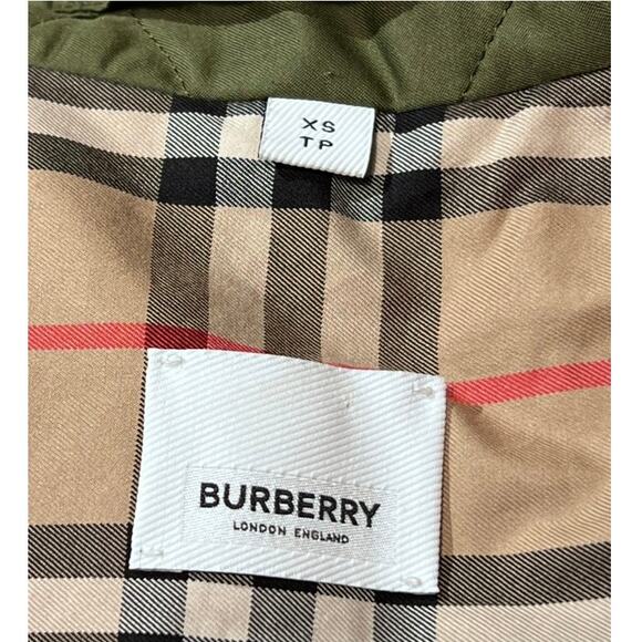 Burberry Ongar Monogram Motif Long Quilted Riding Coat Nova Check Lining XS Prep - Picture 4 of 16